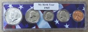 1965-5 coin birth year set in american flag holder uncirculated