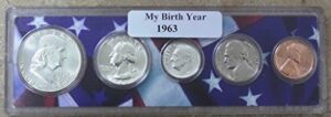 1963-5 coin birth year set in american flag holder uncirculated