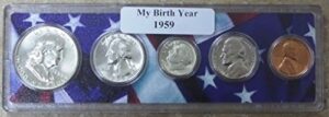 1959-5 coin birth year set in american flag holder uncirculated
