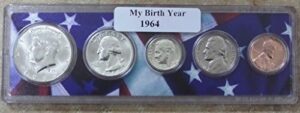 1964-5 coin birth year set in american flag holder uncirculated