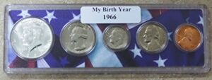 1966-5 coin birth year set in american flag holder uncirculated