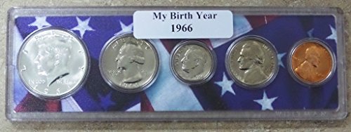 1966-5 Coin Birth Year Set in American Flag Holder Uncirculated