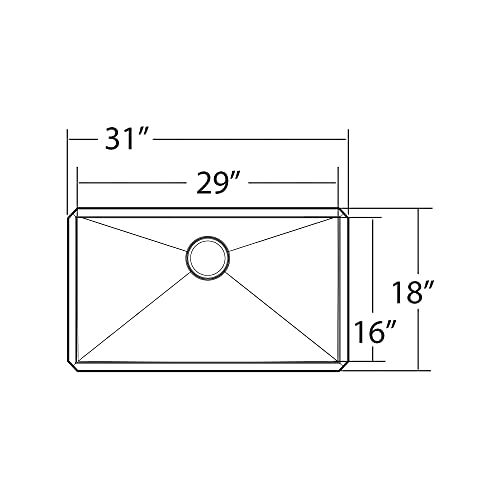 Moen G18180 1800 Series 31-Inch x 18-Inch Undermount 18 Gauge Stainless Steel Kitchen Single Bowl Sink Stainless Steel