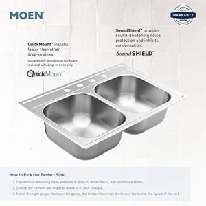 Moen G18180 1800 Series 31-Inch x 18-Inch Undermount 18 Gauge Stainless Steel Kitchen Single Bowl Sink Stainless Steel