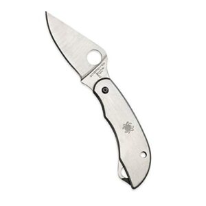 spyderco clipitool folding utility knife with stainless steel handle plain and serrated edge, full-flat, 8cr13mov steel blade and slipjoint system - c176p&s