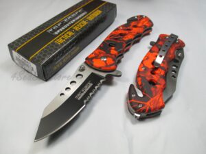 tac force assisted opening rescue tactical pocket folding stainless steel blade knife outdoor survival camping hunting - red camo