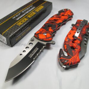 TAC Force Assisted Opening Rescue Tactical Pocket Folding Stainless Steel Blade Knife Outdoor Survival Camping Hunting - RED Camo