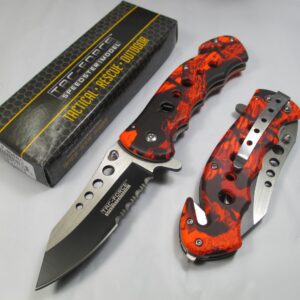 TAC Force Assisted Opening Rescue Tactical Pocket Folding Stainless Steel Blade Knife Outdoor Survival Camping Hunting - RED Camo