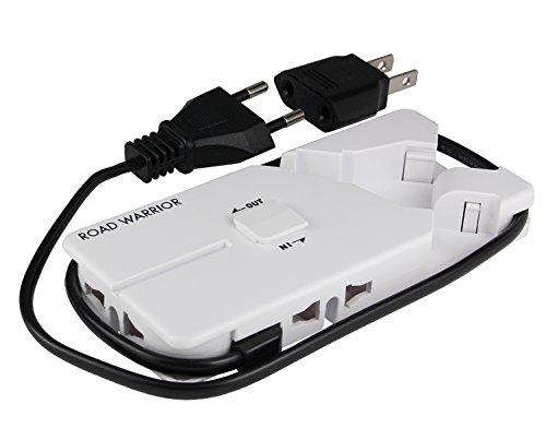 ROAD WARRIOR 3-Outlet Travel Universal Power Strip with European Plug, Compact, Designed in Japan, EU to US Adapter Does not Convert Voltage-RW47WH