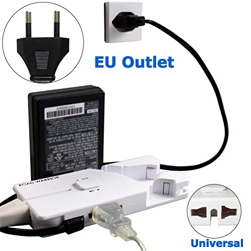 ROAD WARRIOR 3-Outlet Travel Universal Power Strip with European Plug, Compact, Designed in Japan, EU to US Adapter Does not Convert Voltage-RW47WH