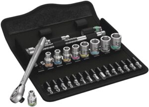wera 05004018001 8100 sa 8 zyklop metal ratchet set with switch lever, 1/4" drive, metric, 28 pieces