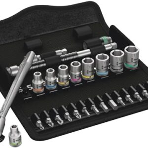 Wera 05004018001 8100 SA 8 Zyklop Metal Ratchet Set with Switch Lever, 1/4" Drive, Metric, 28 Pieces