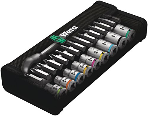 Wera 05004018001 8100 SA 8 Zyklop Metal Ratchet Set with Switch Lever, 1/4" Drive, Metric, 28 Pieces
