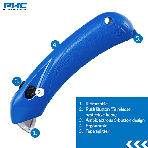 Pacific Handy Cutter RSC-432 Restaurant Safety Cutter with Auto-Locking Safety Hood, Disposable, Food-Safe NSF Certified Safety Box Cutter