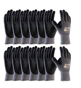 atg 34-874/l maxiflex ultimate - nylon, micro-foam nitrile grip gloves - black/gray - large - 12 pair per pack