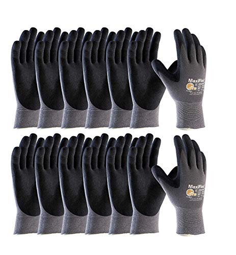 ATG 34-874/L MaxiFlex Ultimate - Nylon, Micro-Foam Nitrile Grip Gloves - Black/Gray - Large - 12 Pair Per Pack