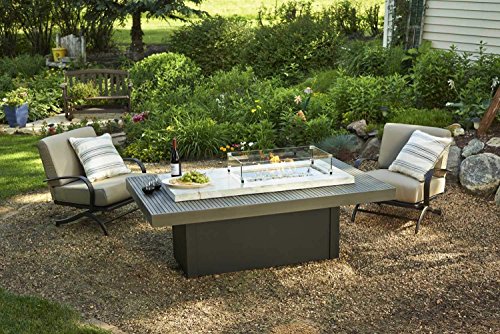 The Outdoor GreatRoom Company Glass Guard - Rectangular Glass Wind Guard for 12" by 24" Crystal Fire Burner - Sturdy Tempered Glass Panels with Aluminum Clips for Attachment - Easy to Assemble