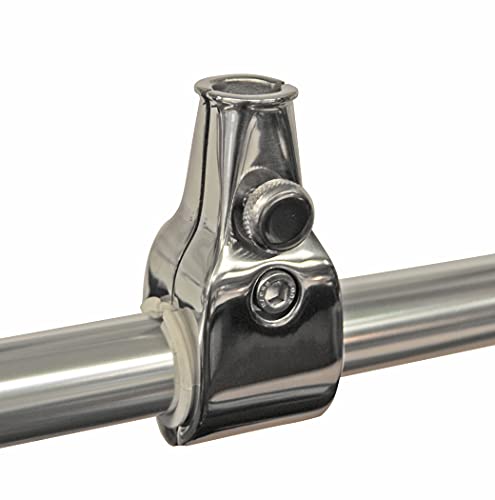 Taylor Made Flag Pole Socket Rail Mount for 7/8" to 1" Rails with 1" Flag Staff — Perpendicular Mount with Adjustable Angle - Secure Fit - Made in the USA from T304 Stainless-Steel — 2020109091