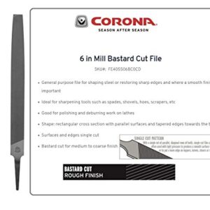 Corona FE405506BC0CD Mill Bastard Cut File Carded, 6-Inch