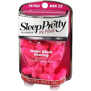hearos sleep pretty in pink ear plugs for sleeping, 14 pair (pack of 1)