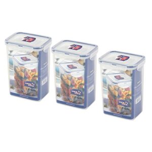 (pack of 3) lock & lock airtight rectangular tall food storage container 43.96-oz / 5.49-cup