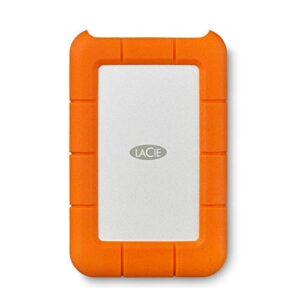lacie rugged mini 2tb external hard drive portable hdd - usb 3.0/ 2.0 compatible, drop shock dust rain resistant shuttle drive, for mac and pc computer (lac9000298), orange