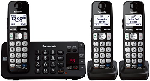 Panasonic KX-TGE243B DECT 6.0 Expandable Digital Cordless Answering System, 3 Handsets,Black