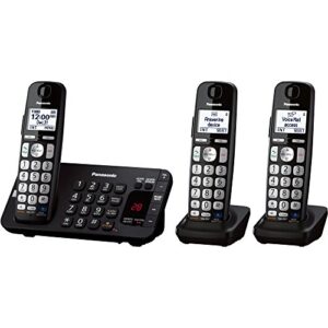 Panasonic KX-TGE243B DECT 6.0 Expandable Digital Cordless Answering System, 3 Handsets,Black