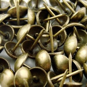 Decotacks 100 Pcs/Box Upholstery Tacks Upholstery Nails ∅7/16" Head x 1/2" Long Shank Antique Brass DX0511AB