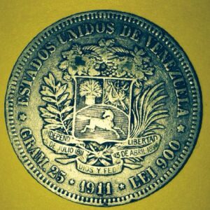 1911 5 Bolivares "Fuerte". Rare Silver Coin High Condition