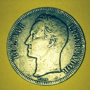 1911 5 Bolivares "Fuerte". Rare Silver Coin High Condition