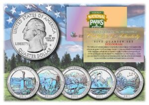 2011 america the beautiful hologram quarters u.s. parks 5-coin set w/capsules