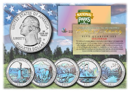 2011 America The Beautiful HOLOGRAM Quarters U.S. Parks 5-Coin Set w/Capsules