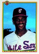 1990 bowman baseball rookie card #312 sammy sosa