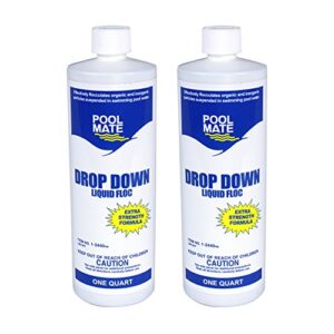 pool mate 1-2440-02 drop down liquid flocculant for swimming pools, 1-quart, 2-pack (package may vary)