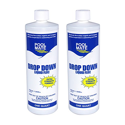 Pool Mate 1-2440-02 Drop Down Liquid Flocculant for Swimming Pools, 1-Quart, 2-Pack (Package May Vary)