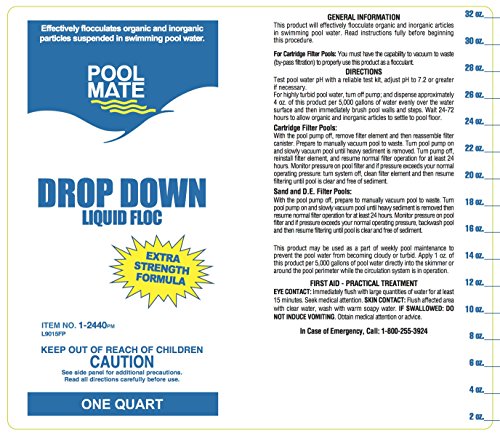 Pool Mate 1-2440-02 Drop Down Liquid Flocculant for Swimming Pools, 1-Quart, 2-Pack (Package May Vary)