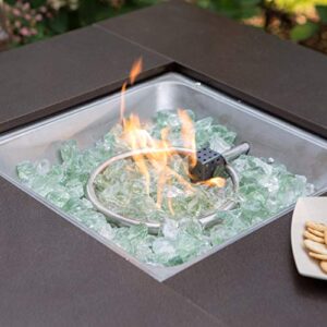 Hiland GSF-DGH Square ative Propane Fire Pit w/Lid, 40,000 BTU, Decorative Bronze