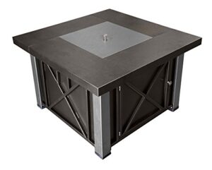 hiland gsf-dghss decorative propane fire pit, 40,000 btu, square, bronze and stainless steel