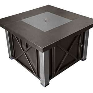 Hiland GSF-DGHSS Decorative Propane Fire Pit, 40,000 BTU, Square, Bronze and Stainless Steel