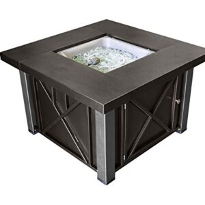 Hiland GSF-DGHSS Decorative Propane Fire Pit, 40,000 BTU, Square, Bronze and Stainless Steel