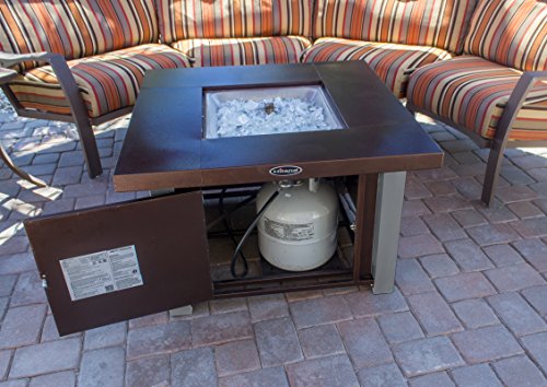 Hiland GSF-DGHSS Decorative Propane Fire Pit, 40,000 BTU, Square, Bronze and Stainless Steel