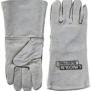 Lincoln Electric Leather Welding Gloves KH641, Premium Hand Protection from Welder and Cutting Torch Heat, Commercial Quality, Cotton Lined, Gauntlet Cuff, Unisex, Grey, One Size