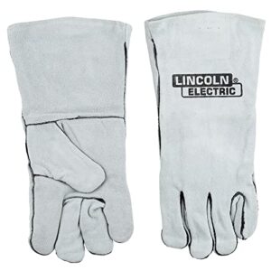 Lincoln Electric Leather Welding Gloves KH641, Premium Hand Protection from Welder and Cutting Torch Heat, Commercial Quality, Cotton Lined, Gauntlet Cuff, Unisex, Grey, One Size