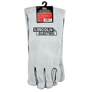 Lincoln Electric Leather Welding Gloves KH641, Premium Hand Protection from Welder and Cutting Torch Heat, Commercial Quality, Cotton Lined, Gauntlet Cuff, Unisex, Grey, One Size