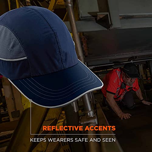 Ergodyne Safety Bump Cap, Baseball Hat Style, Comfortable Head Protection, Long Brim, Skullerz 8950, Navy Blue, Long