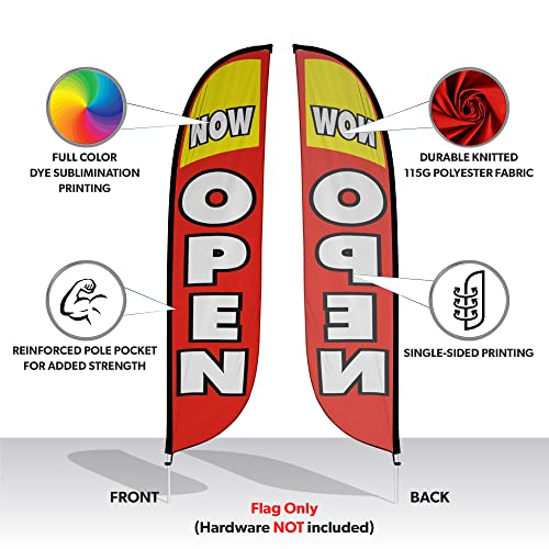 LookOurWay Feather Flag - 12ft Tall Advertising Flag Banner for Business and Events Promotion - Flag Only - Now Open, Red (10M1200030)