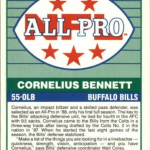 1989 Score Football Card #299 Cornelius Bennett