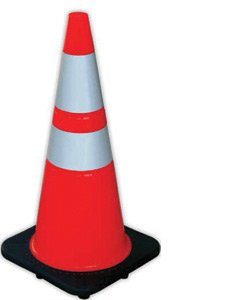 jbc safety s70032ct3m64 jbc 28" orange pvc revolution series 1-piece traffic cone with black base/4"/6" 3m reflective collar