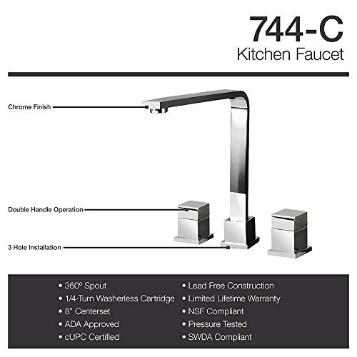 MR Direct 744C Chrome 2-Handle Standard Kitchen Faucet